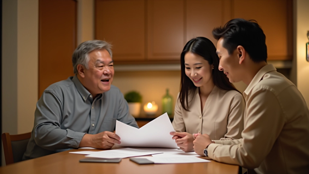 Family discussing finances at home